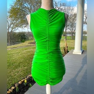 Zara - Gorgeous Green Ruched High Neck Mini Dress… - image 1